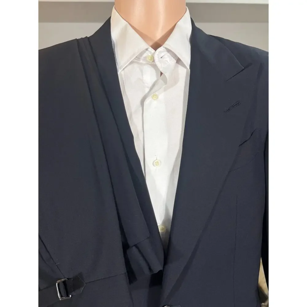 Tom Ford Navy Blue Wool Peak Lapel 2 Pc Suit 48R 38R US Wool 35x30 Trousers